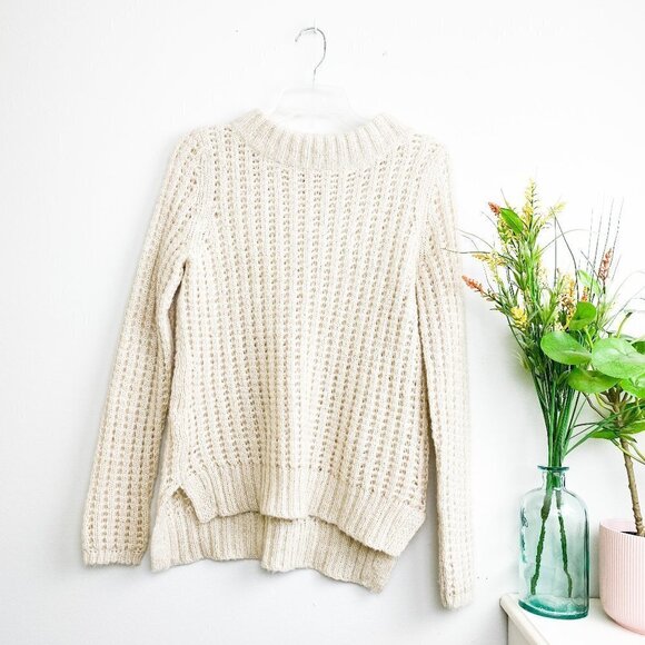 🦋 ANTHROPOLOGIE FIELD FLOWER Oatmeal Knit Sweater - Picture 1 of 6